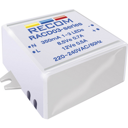 Recom Lighting RACD03-350 LED zdroj konstantního proudu 3 W  350 mA 12 V/DC  Provozní napětí (max.): 264 V/AC