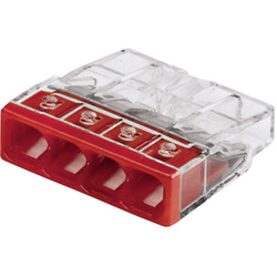krabicová svorka Tuhost (příčný řez): 0.5-2.5 mm² Pólů: 4 WAGO 1 ks transparentní, červená
