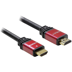 Delock HDMI kabel Zástrčka HDMI-A, Zástrčka HDMI-A 3.00 m červená/černá 57903 pozlacené kontakty, s feritovým jádrem HDMI kabel
