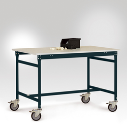 Manuflex LB4043.7016 Odkládací stolek ESD ZÁKLADNÍ mobilně se kaučuk stolní deska v antracitově RAL 7016, Šxhxv: 1250 x 800 x 850 mm  antracitová