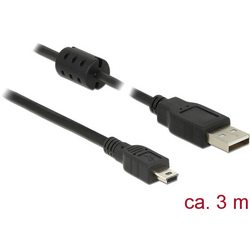 Delock USB kabel USB 2.0 USB-A zástrčka, USB Mini-B zástrčka 2.00 m černá s feritovým jádrem 84915