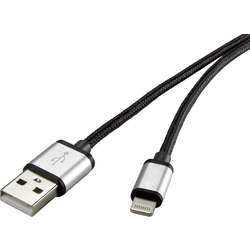 Renkforce USB kabel USB 2.0 USB-A zástrčka, Apple Lightning konektor 0.50 m tmavě šedá opletený RF-3969327