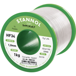 Stannol HF34 1,6% 1,0MM FLOWTIN TC CD 1000G bezolovnatý pájecí cín cívka, bez olova Sn99,3Cu0,7 ORM0 1000 g 1 mm