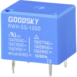GoodSky RWH-SS-105D relé do DPS 5 V/DC 15 A 1 přepínací kontakt 1 ks Tray