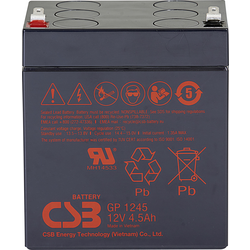 CSB Battery GP 1245 Standby USV GP1245F1 olověný akumulátor 12 V 4.5 Ah olověný se skelným rounem (š x v x h) 93 x 108 x 70 mm plochý konektor 4,8 mm, plochý konektor 6,35 mm bezúdržbové, nepatrné vybíjení
