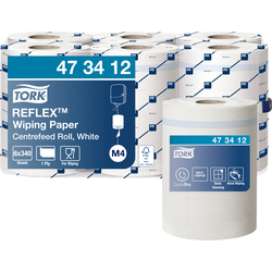 TORK Víceúčelové papírové utěrky Tork Reflex System pro vnitřní odrolování M4, prémiová kvalita, 1vrstvé, bílá, 6 x 113,9 m 473412 473412