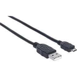 Manhattan USB kabel USB 2.0 USB Micro-B zástrčka, USB-A zástrčka 3.00 m černá  325684