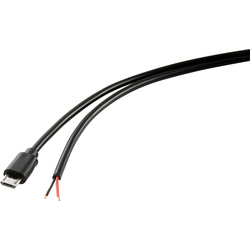 TRU COMPONENTS Napájecí kabel Raspberry Pi [1x micro USB 2.0 zástrčka B - 1x kabel s otevřenými konci] 1.00 m černá