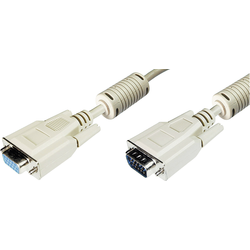 Digitus VGA prodlužovací kabel VGA pólové Zástrčka, VGA pólové zásuvka 1.80 m šedá AK-310203-018-E lze šroubovat, s feritovým jádrem VGA kabel