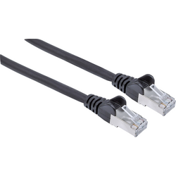 Intellinet 740562 RJ45 síťové kabely, propojovací kabely CAT 6A S/FTP 0.25 m černá fóliové stínění, stínění pletivem, stíněný, podpora HDMI, bez halogenů 1 ks