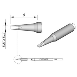 JBC Tools C115108 pájecí hrot dlátový, rovný Velikost hrotů 0.3 mm  Obsahuje 1 ks