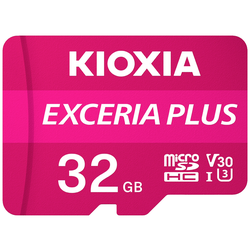 Kioxia EXCERIA PLUS paměťová karta microSDHC 32 GB A1 Application Performance Class, UHS-I, v30 Video Speed Class výkonnostní standard A1, nárazuvzdorné,