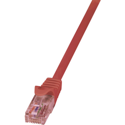 LogiLink CQ2024U RJ45 síťové kabely, propojovací kabely CAT 6 U/UTP 0.50 m červená samozhášecí, s ochranou 1 ks