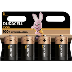Duracell Plus-D K4 baterie velké mono D alkalicko-manganová  1.5 V 4 ks