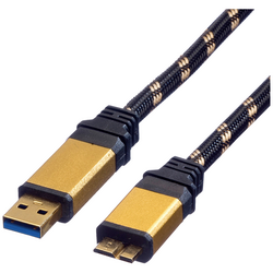 Roline USB kabel USB 3.2 Gen1 (USB 3.0 / USB 3.1 Gen1) USB-A zástrčka, USB Micro-B zástrčka 0.80 m černá, zlatá dvoužilový stíněný, pozlacené kontakty 11.02.8878