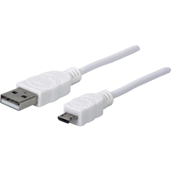 Manhattan USB kabel USB 2.0 USB-A zástrčka, USB Micro-B zástrčka 1.00 m bílá UL certifikace 323987