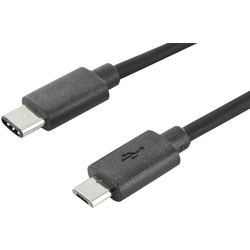 Digitus USB kabel USB 2.0 USB-C ® zástrčka, USB Micro-B zástrčka 1.80 m černá kulatý, oboustranně zapojitelná zástrčka, dvoužilový stíněný AK-300137-018-S