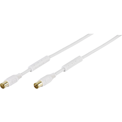 Vivanco antény kabel [1x anténní zásuvka 75 Ω - 1x anténní zástrčka 75 Ω] 7.50 m 100 dB pozlacené kontakty, s feritovým jádrem bílá