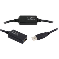 LogiLink USB kabel USB 2.0 USB-A zástrčka, USB-A zásuvka 20.00 m černá UA0146