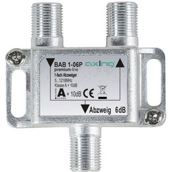 Axing BAB 1-06P odbočka TV kabelu jednoduchý 5 - 1218 MHz