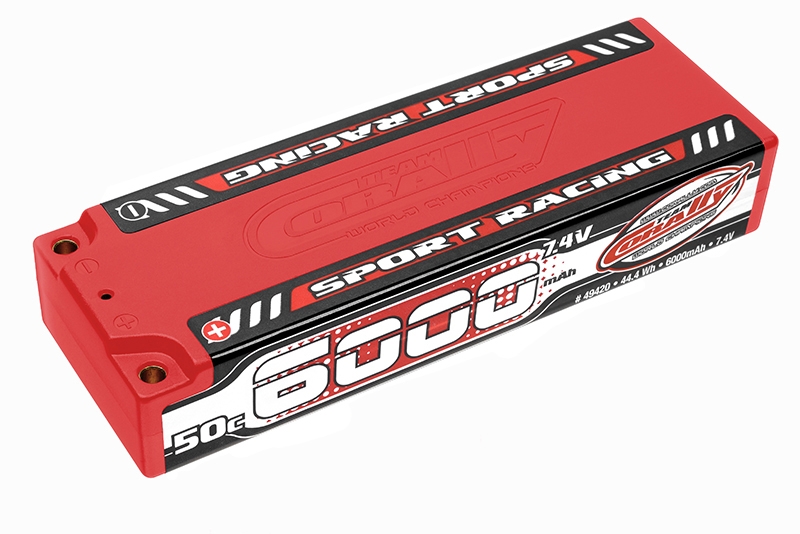 TEAM CORALLY Sport Racing 50C LiPo Stick Hardcase-6000mAh-7.4V-4mm Bullit (44,4Wh)