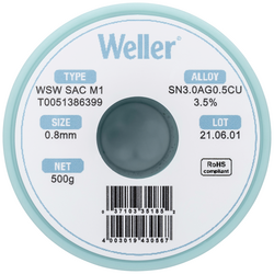 Weller WSW SAC M1 bezolovnatý pájecí cín cívka Sn3,0Ag0,5Cu  500 g 0.8 mm