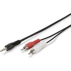Digitus AK-510300-025-S jack / cinch audio kabel [1x jack zástrčka 3,5 mm - 2x cinch zástrčka] 2.50 m černá, červená, bílá jednoduché stínění, kulatý