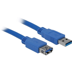 Delock USB kabel USB 3.2 Gen1 (USB 3.0 / USB 3.1 Gen1) USB-A zástrčka, USB-A zásuvka 1.00 m modrá pozlacené kontakty 82538