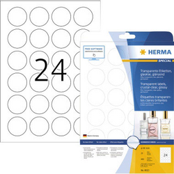 Herma 8023 etikety (A4) Ø 40 mm fólie, lesklá transparentní 600 ks permanentní Fóliové etikety