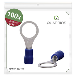 Quadrios 22C450 kulaté kabelové oko Průřez (max.)=2.5 mm² Ø otvoru=10.5 mm částečná izolace modrá 1 sada