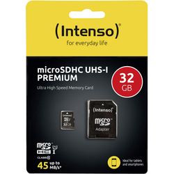 Intenso Premium paměťová karta microSDHC 32 GB Class 10, UHS-I vč. SD adaptéru