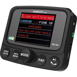 Albrecht DR56+ DAB+ rádio adaptér do auta uchycení přísavkami, streamování hudby přes Bluetooth