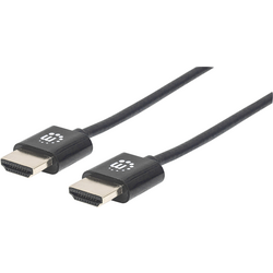 Manhattan HDMI kabel Zástrčka HDMI-A, Zástrčka HDMI-A 1.00 m černá 394352 fóliové stínění, stínění pletivem, High Speed HDMI s Ethernetem, kulatý, UL certifikace, Ultra HD (4K) HDMI s Ethernetem, flexibilní provedení, pozlacené kontakty HDMI kabel