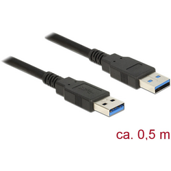 Delock USB kabel USB 3.2 Gen1 (USB 3.0 / USB 3.1 Gen1) USB-A zástrčka, USB-A zástrčka 0.50 m černá pozlacené kontakty 85059