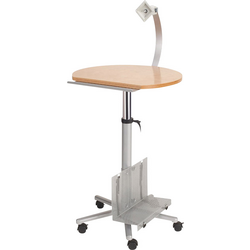 Maul stolek na monitor  stříbrná 9317070 Barva stolní desky: buk výškově nastavitelné, pojízdný, držák monitoru, držák PC, odkládací přihrádka na klávesnici (výsuvná) max. výška: 120 cm