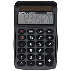 Maul ECO MJ 455 stolní kalkulačka černá Displej (počet míst): 8 solární napájení (š x v x h) 71 x 112 x 20 mm
