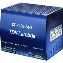 TDK-Lambda  DPP480-24-1  síťový zdroj na DIN lištu    24 V/DC  20 A  480 W  Počet výstupů:1 x    Obsahuje 1 ks