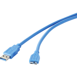 Renkforce USB kabel USB 3.2 Gen1 (USB 3.0 / USB 3.1 Gen1) USB-A zástrčka, USB Micro-B 3.0 zástrčka 0.30 m modrá pozlacené kontakty RF-4264533