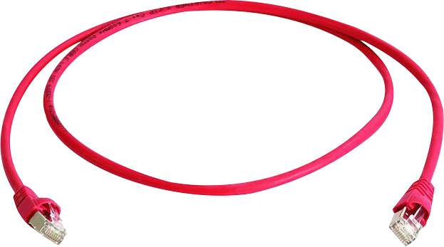 RJ45 (křížený) síťový kabel CAT 6A S/FTP 1.00 m červená samozhášecí, bez halogenů Telegärtner