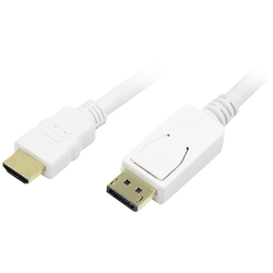 LogiLink DisplayPort / HDMI kabelový adaptér Konektor DisplayPort, Zástrčka HDMI-A 2.00 m bílá CV0055 pozlacené kontakty Kabel DisplayPort