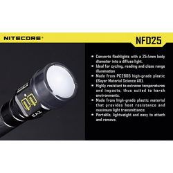 NiteCore NITNFD25 difuzor  EC1, EC2, EA1, EA2, MT2C, P12, SRT3, SRT5 a kapesní svítilny o Ø 25 mm