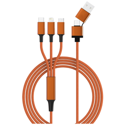 Smrter Nabíjecí kabel USB USB 2.0 Apple Lightning konektor, USB-A zástrčka, USB-C ® zástrčka, USB Micro-B zástrčka 1.2 m oranžová s funkcí OTG, látkový potah SMRTER_HYDRA_ULT_OR
