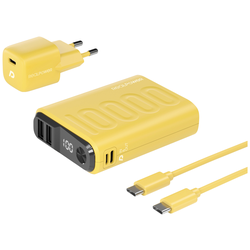 RealPower PB-10000 Power Pack powerbanka 10000 mAh  Li-Ion akumulátor USB, USB-C® žlutá