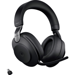 Jabra Evolve2 85 MS telefon Sluchátka Over Ear Bluetooth®, kabelová stereo černá Redukce šumu mikrofonu regulace hlasitosti, Indikátor nabití, Vypnutí zvuku