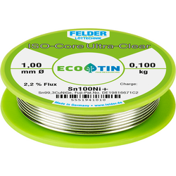 Felder Löttechnik ISO-Core "Ultra-Clear" Sn100Ni+ bezolovnatý pájecí cín cívka Sn99,25Cu0,7Ni0,05  0.100 kg 1 mm