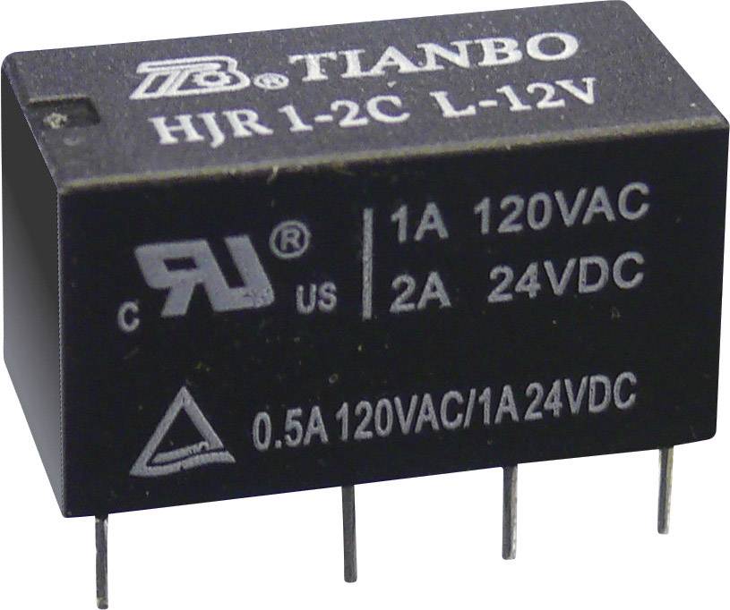 Tianbo Electronics HJR1-2C-L-12VDC relé do DPS 12 V/DC 2 A 2 přepínací kontakty 1 ks