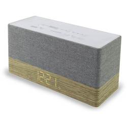 soundmaster UR620 radiobudík FM AUX, Bluetooth  s USB nabíječkou dřevo, šedá