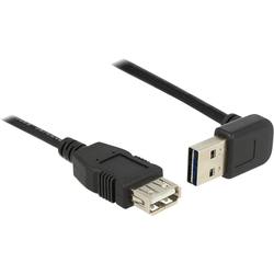 USB 2.0 prodlužovací kabel Lomená [1x USB 2.0 zástrčka A - 1x USB 2.0 zásuvka A] 1.00 m černá oboustranně zapojitelná zástrčka, pozlacené kontakty, UL certifikace Delock