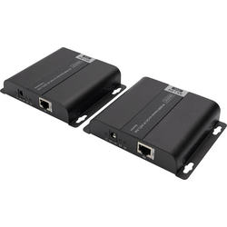 Digitus DS-55124 1 port HDMI Extender Set extender přes síťový kabel, kovový ukazatel, UHD, s dálkovým ovládáním, se stavovými LED, s vestavěnou síťovou přípojkou, pro montáž na zeď 3840 x 2160 Pixel černá