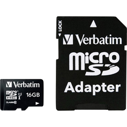 Verbatim MICRO SDHC 16GB CL 10 ADAP paměťová karta microSDHC 16 GB Class 10 vč. SD adaptéru
